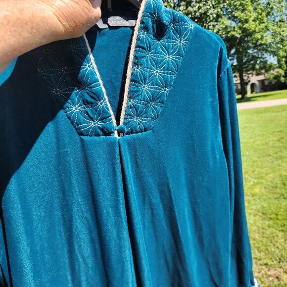 Long Sleeve Velvet Maxi Half Zipper Closure Jade Robe Ladies Size XL - Picture 6 of 6